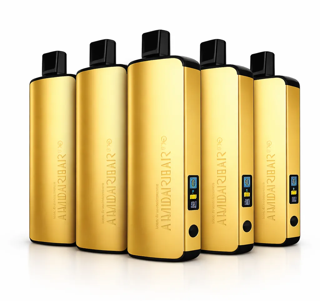 Alibarbar vape range lineup showing multiple gold devices